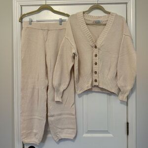 Free People Cream Hailee Cardi Knit Set